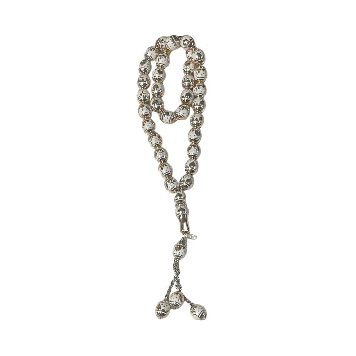 33 Beads | Crescent Mosque | White & Gold