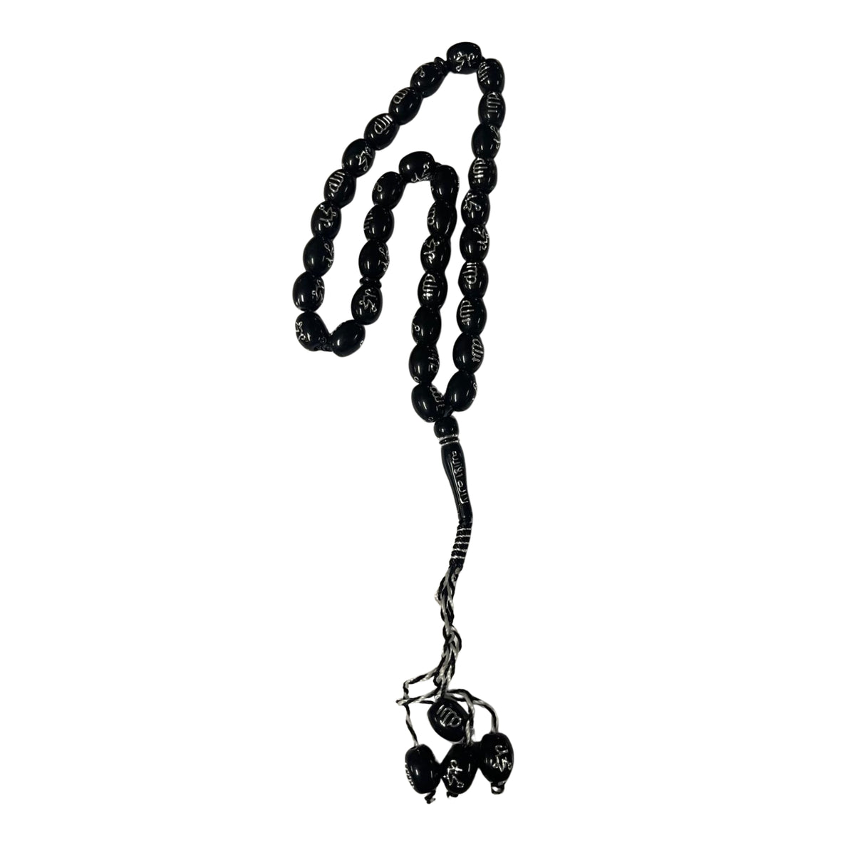 33 Beads | Black & Silver | Silver Inscription