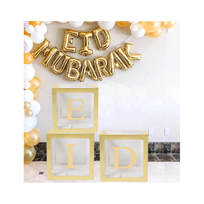 Eid Mubarak Balloon Boxes | Gold & Transparent