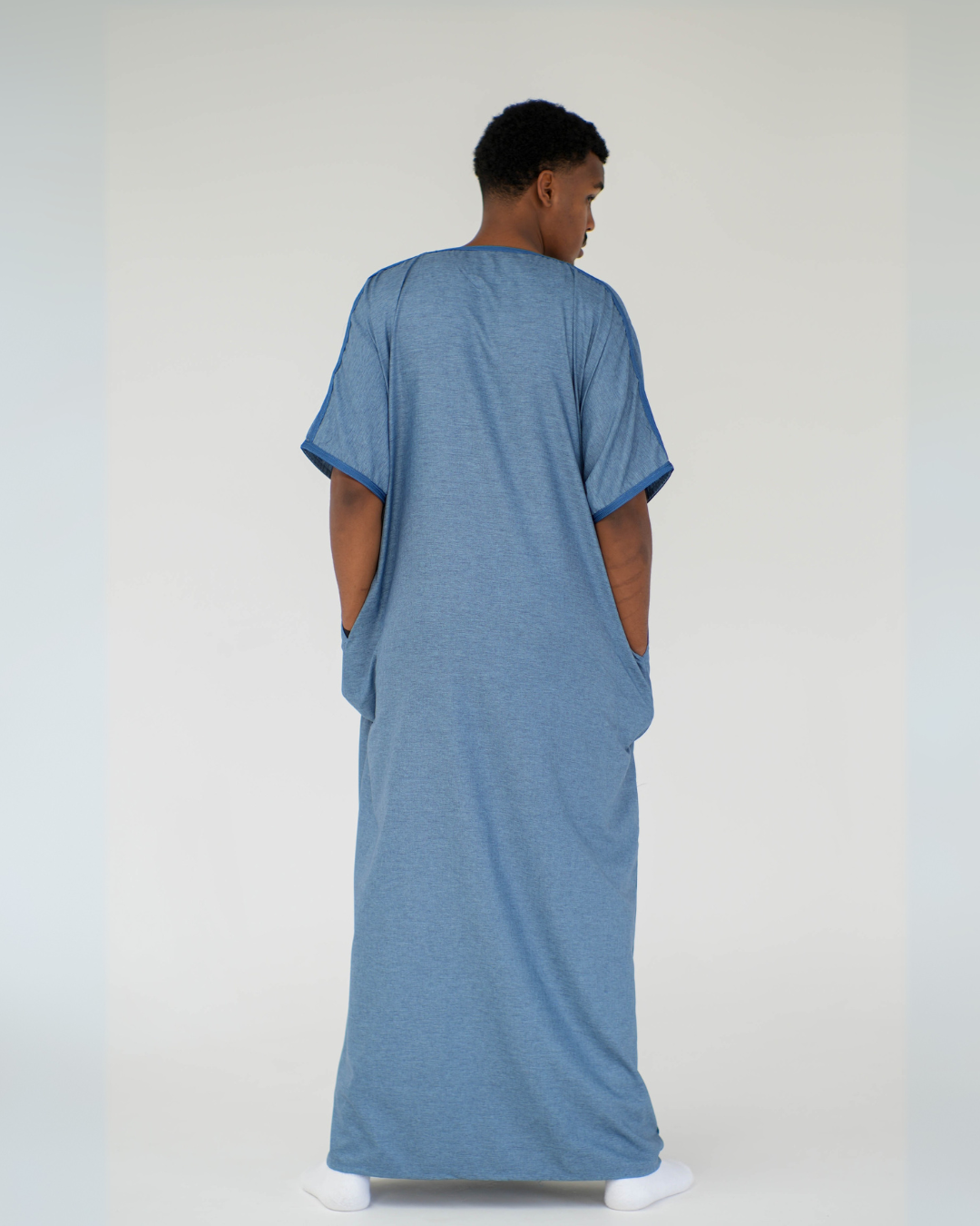 Premium Moroccan Short Sleeve Thobe | Blue