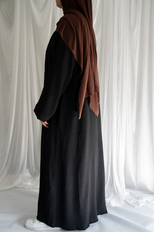 Crinkle Abaya Two-Piece | Black