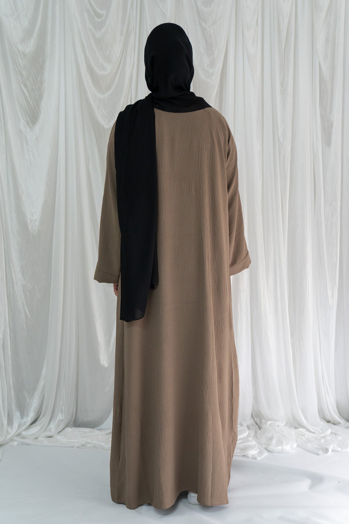 Crinkle Abaya Two-Piece | Latte