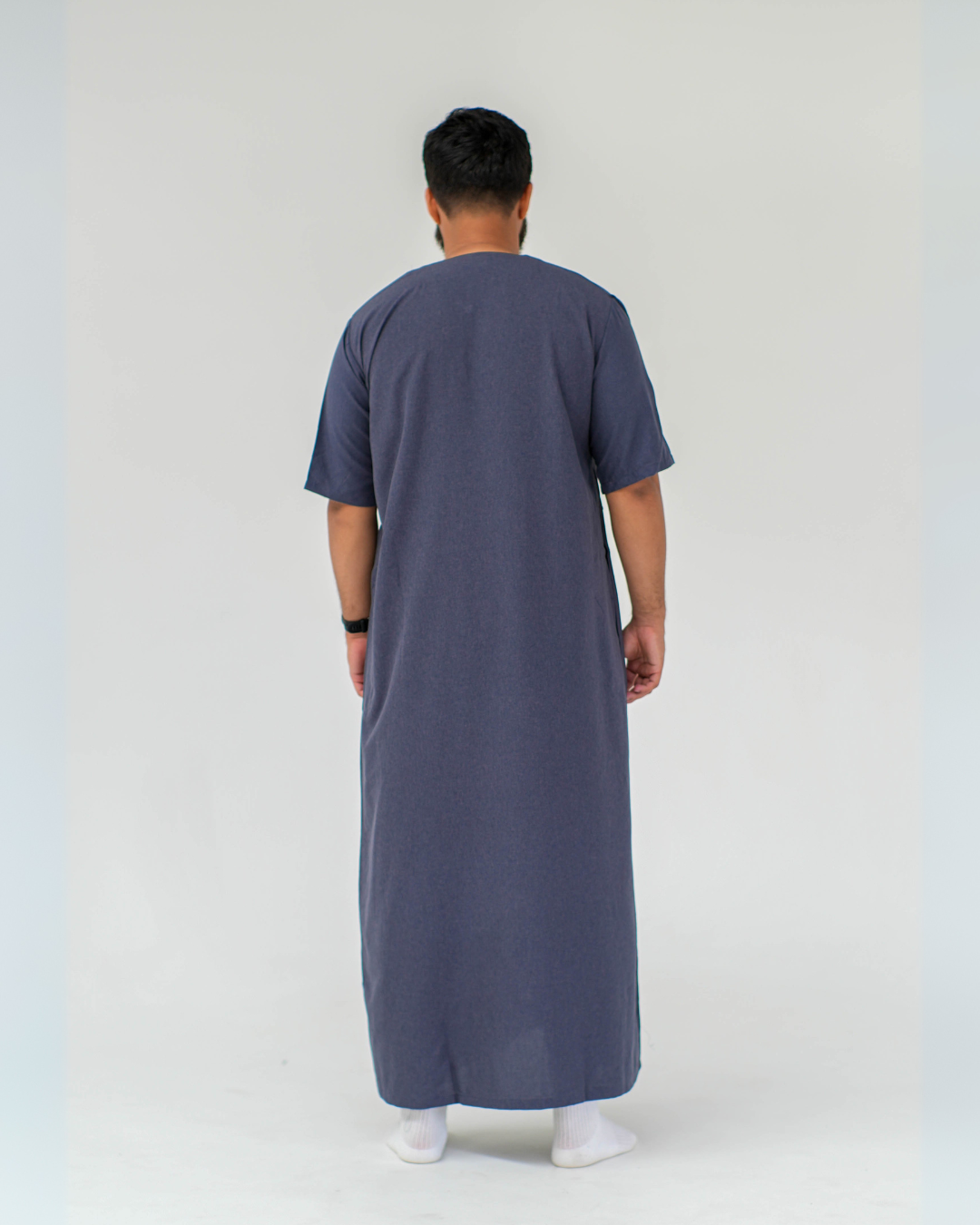 Linen Short Sleeve Thobe | Dark Blue