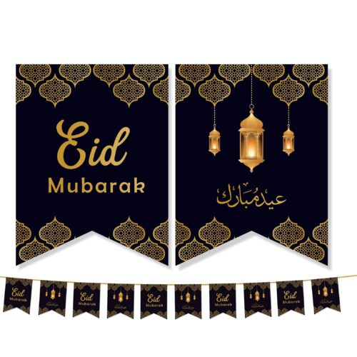 Eid Mubarak Flags | Black & Gold