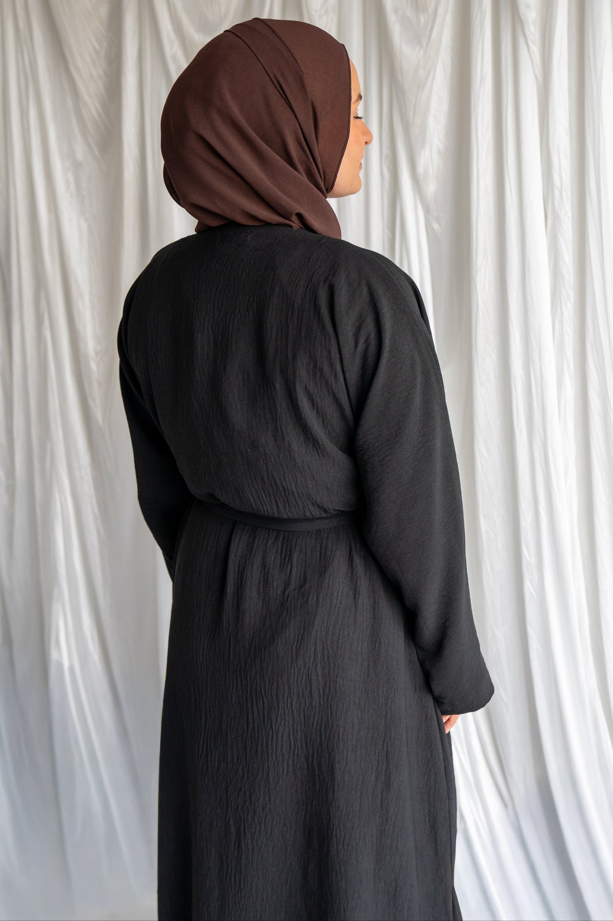 Crinkle Abaya Two-Piece | Black