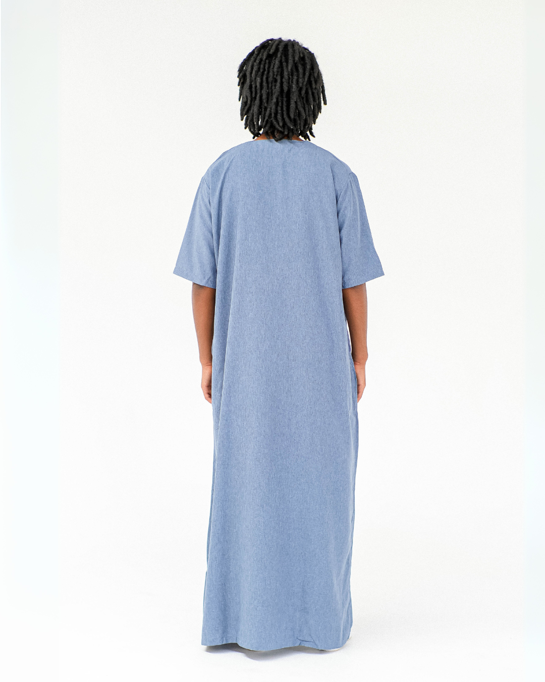 Linen Short Sleeve Thobe | Light Blue