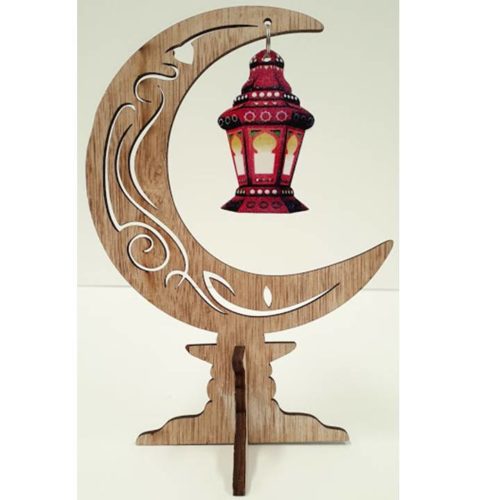 Large Crescent Moon on Stand | Red