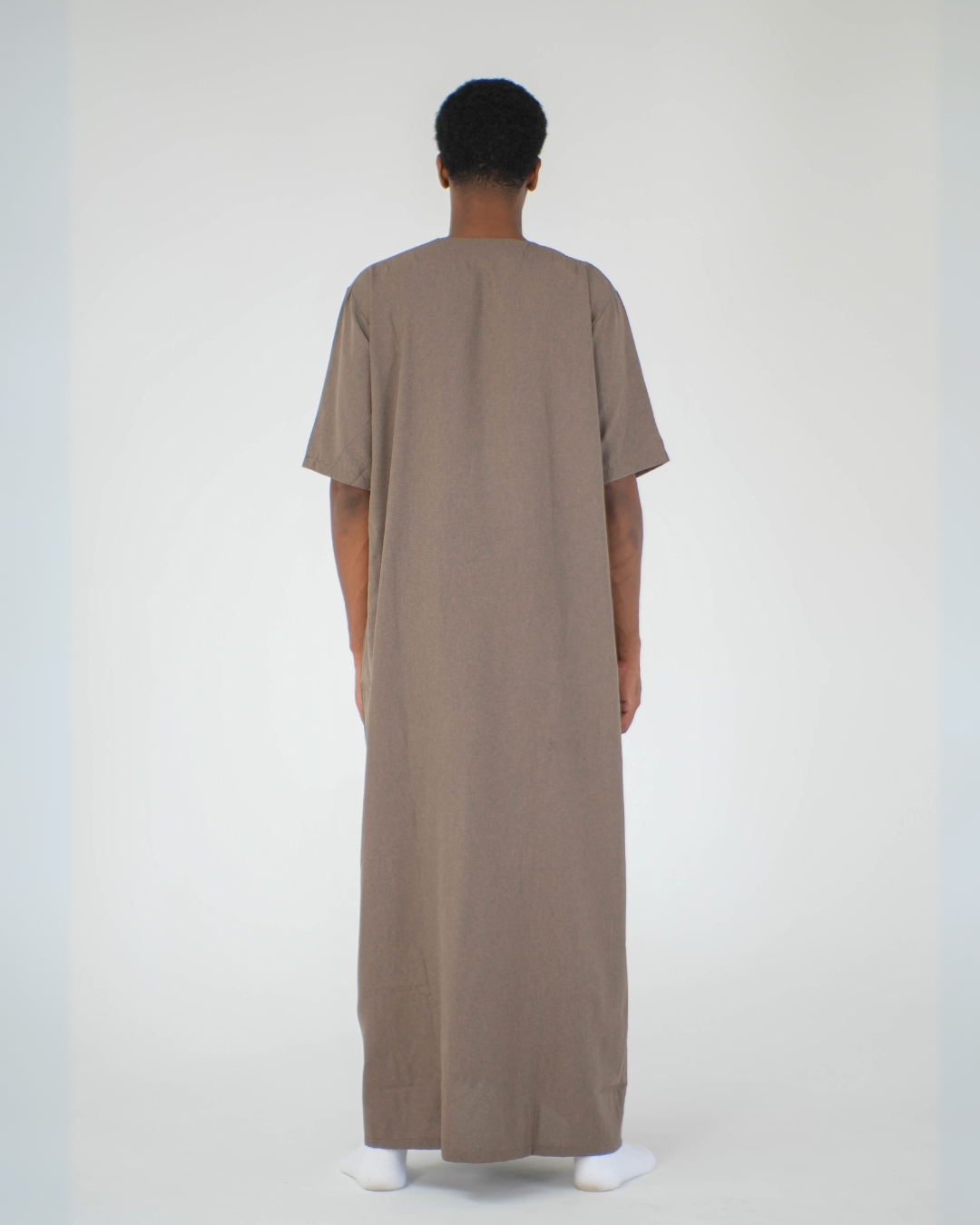 Linen Short Sleeve Thobe | Coffee