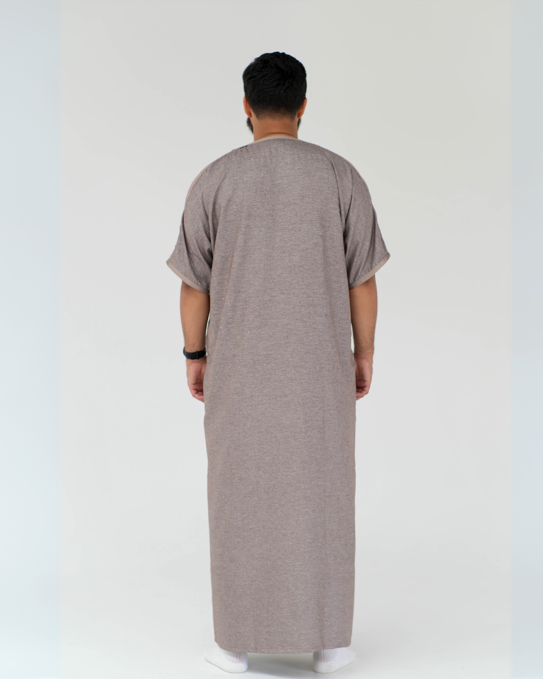 Premium Moroccan Short Sleeve Thobe | Mocha