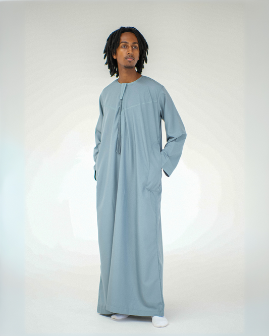 Adrees Omani Long Sleeve Thobe | Sky Blue