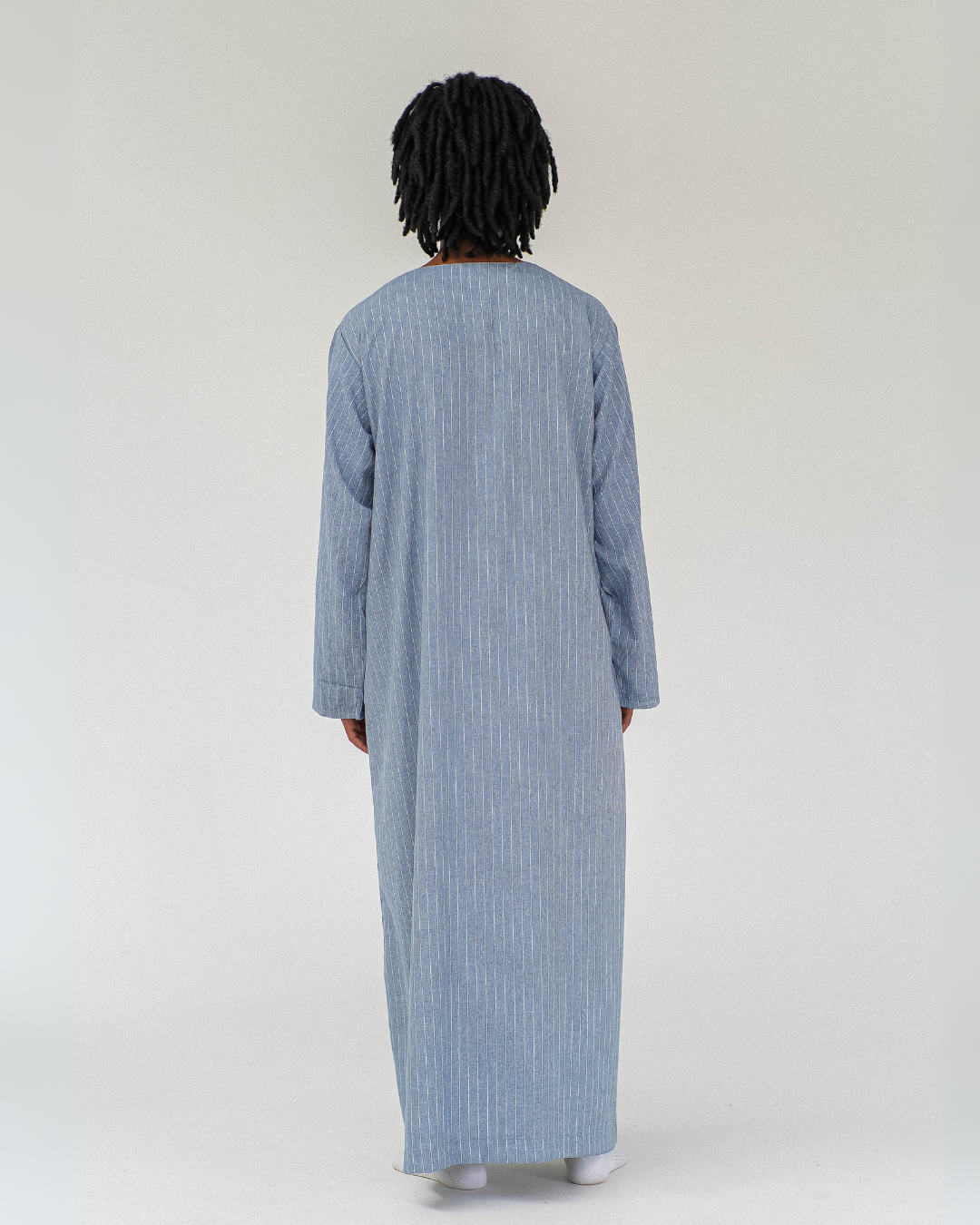 Stripe Omani Long Sleeve Thobe | Light Blue