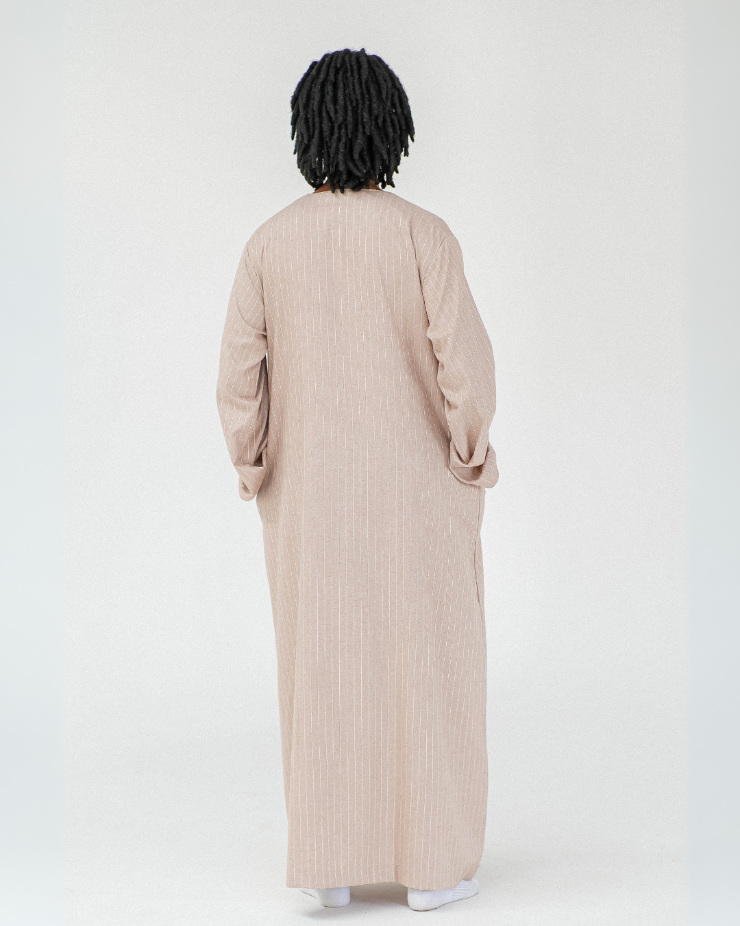 Stripe Omani Long Sleeve Thobe | Tan