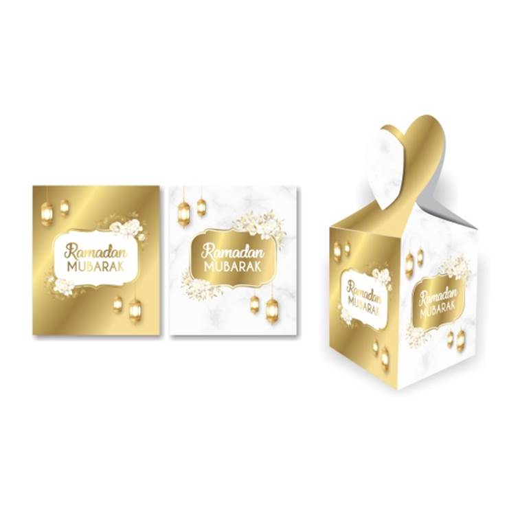 6 pack of Ramadan Mubarak Gift Boxes | Marble & Gold