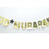 Eid Mubarak & Star Single Letter Flags | Gold Foil
