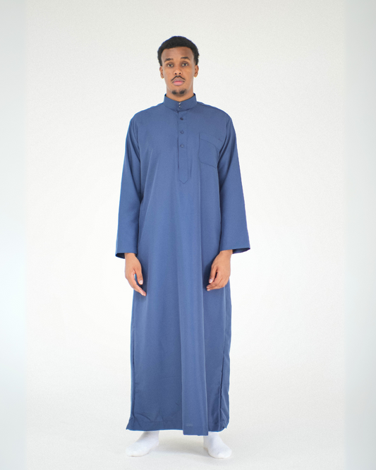 Long Sleeve Collar Thobe | Navy