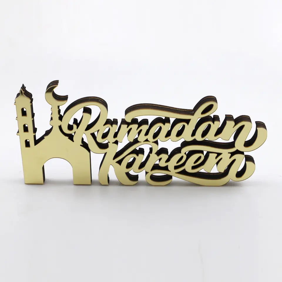 Ramadan Kareem Mosque Acrylic Stand | Gold