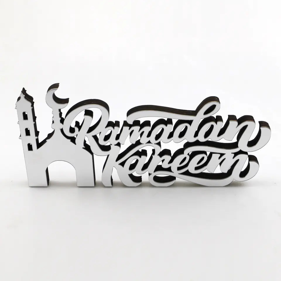 Ramadan Kareem Acrylic Stand - Mosque Silver