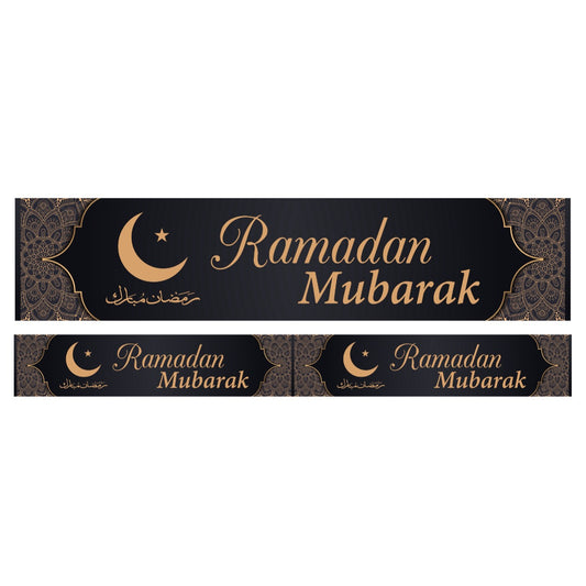 Dome Ramadan Mubarak Double Banner | Black & Gold Dome