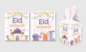 5 pack of Eid Mubarak Gift Boxes | Colourful Presents