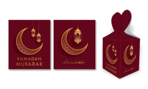 5 pack of Ramadan Mubarak Gift Boxes | Burgundy