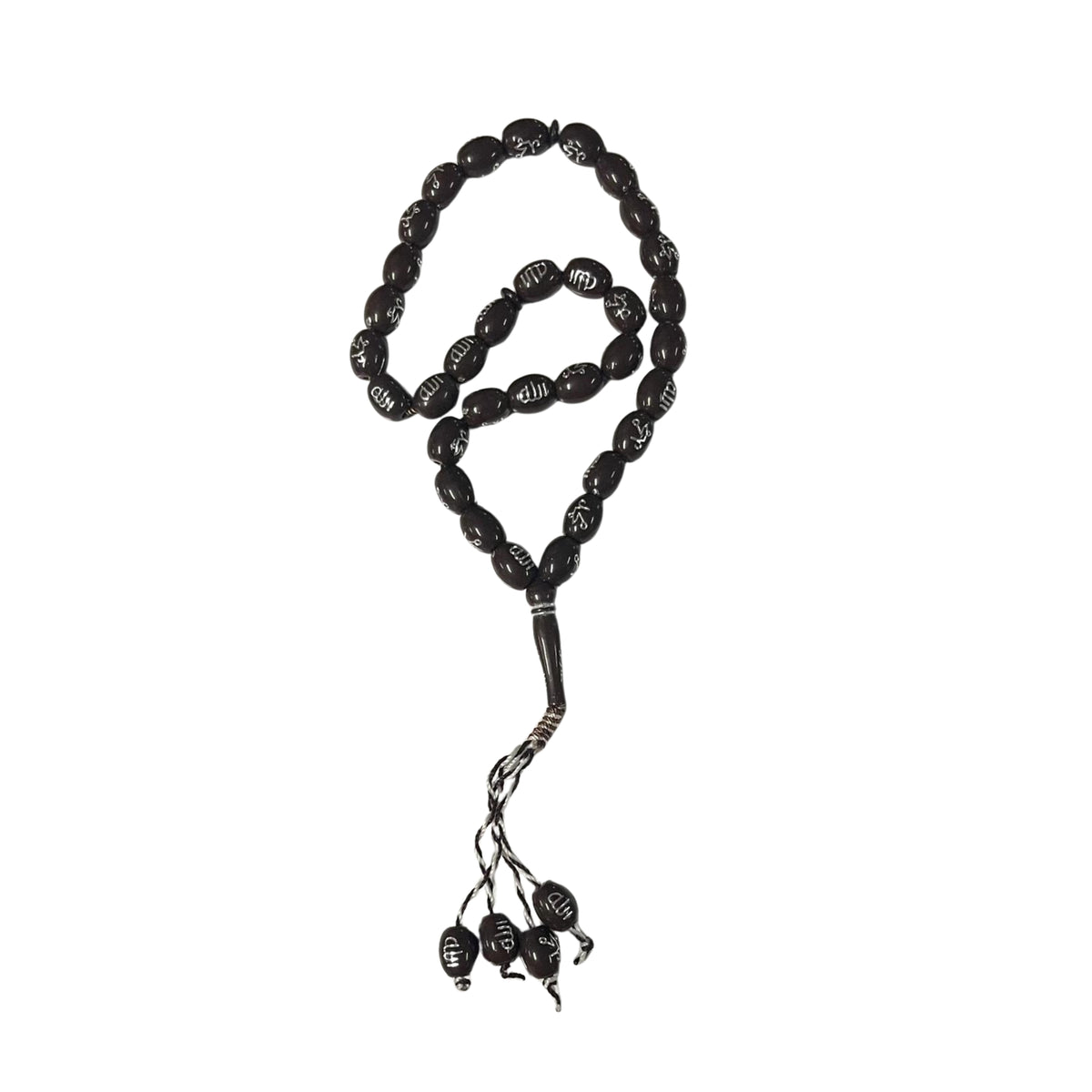 33 Beads | Dark Brown & Silver | Silver Inscription
