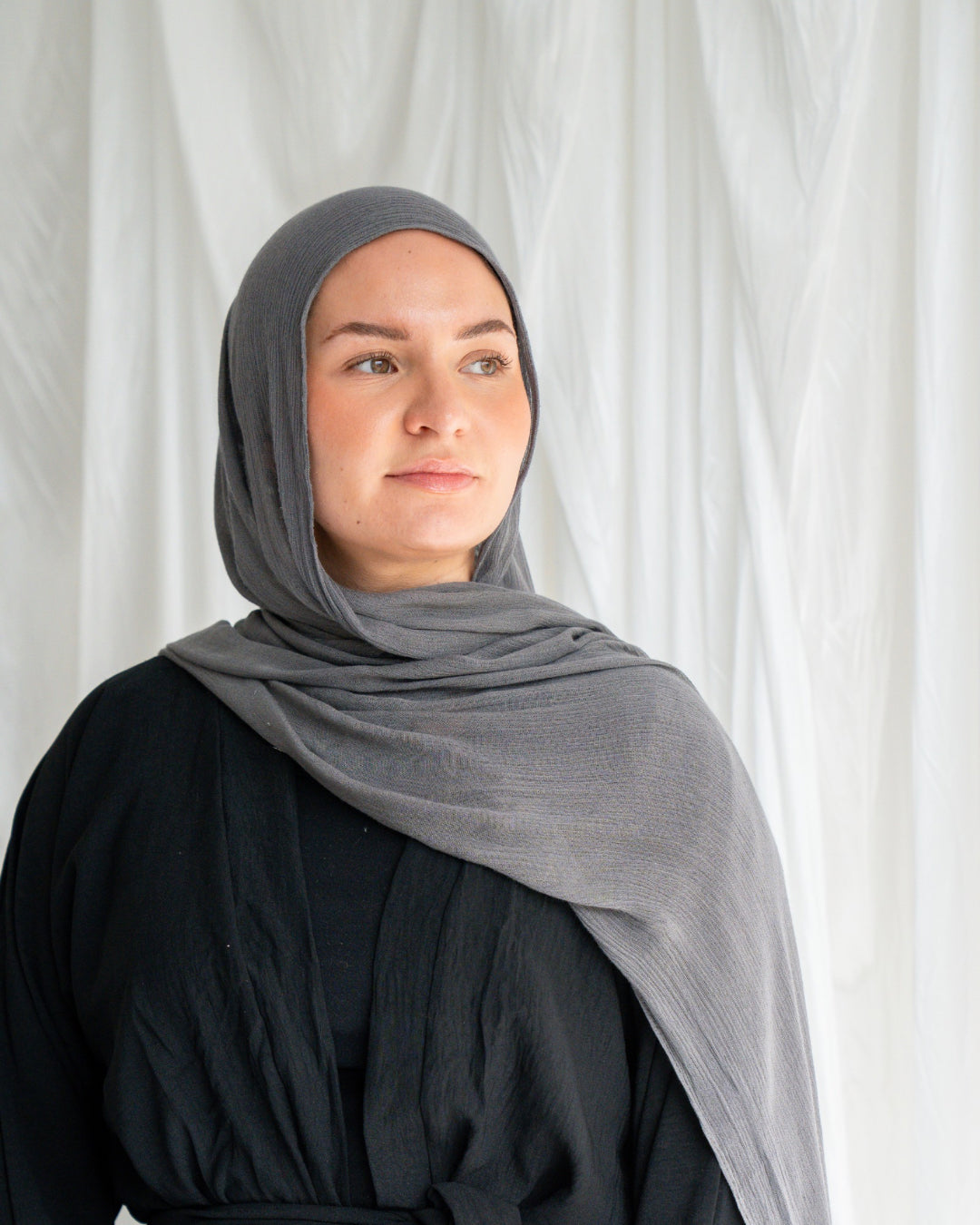 Crinkle Rayon Hijab | Dark Grey
