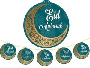 5pc Large Eid Mubarak Circle Garland | Blue