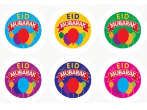 Eid Mubarak Balloons Badges | Pack of 6