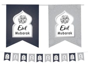 Dome Eid Mubarak Flags | Blue & Silver