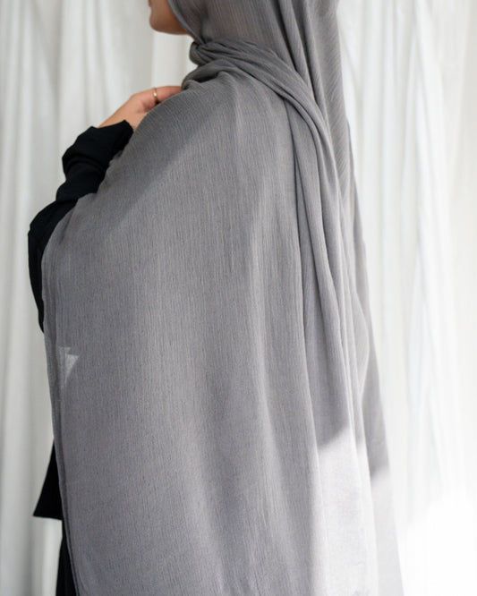 Crinkle Rayon Hijab | Dark Grey