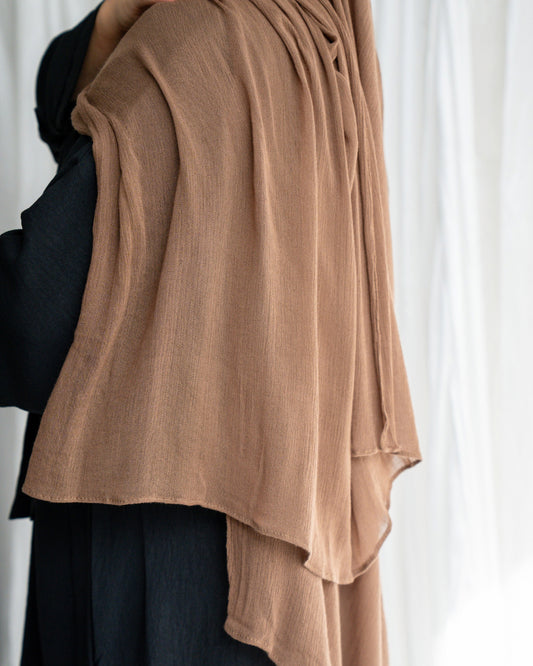 Crinkle Rayon Hijab | Walnut