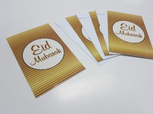4 Pack of Eid Mubarak Cards | Gold & White Circle