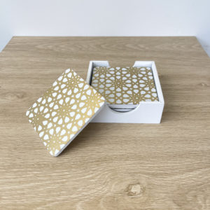 Arabesque Coffee Coasters | White & Gold