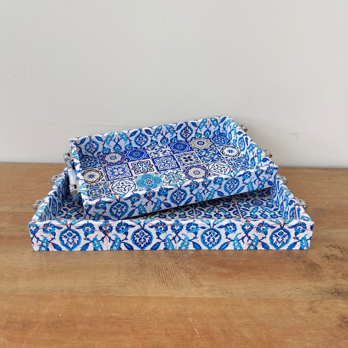 2pc Mosaic Serving Trays | Blue