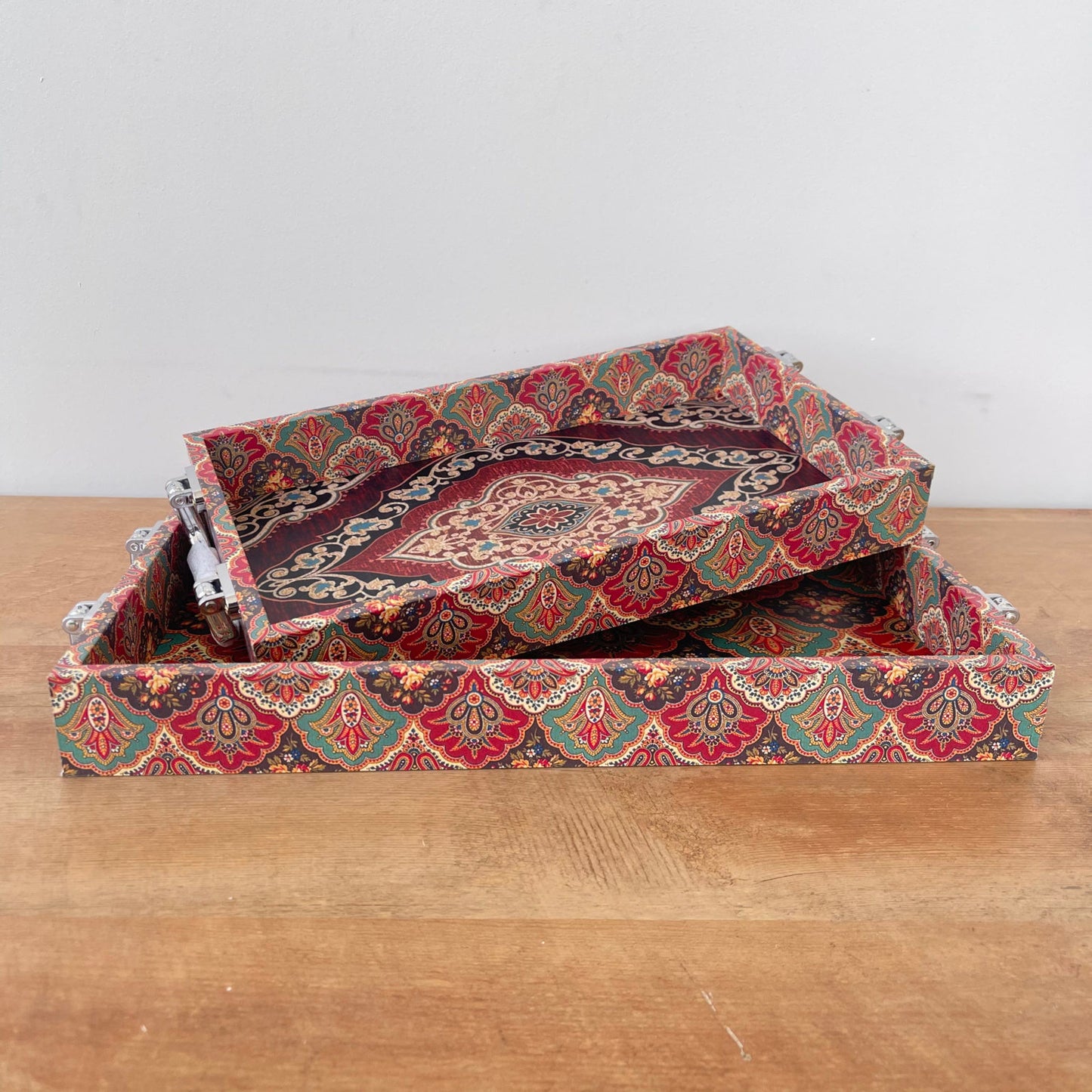 2pc Patterned Serving Trays | Red