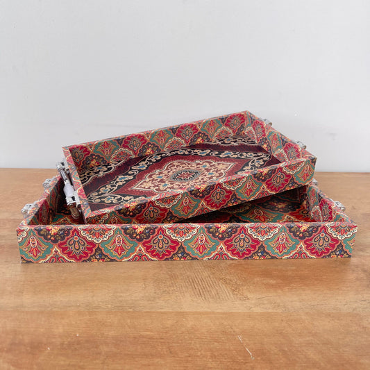 2pc Patterned Serving Trays | Red