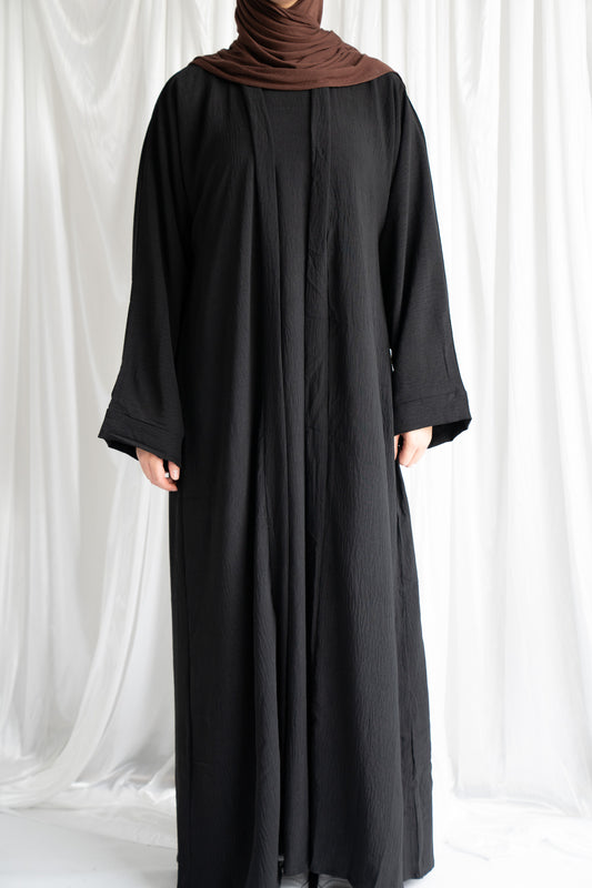 Crinkle Abaya Two-Piece | Black