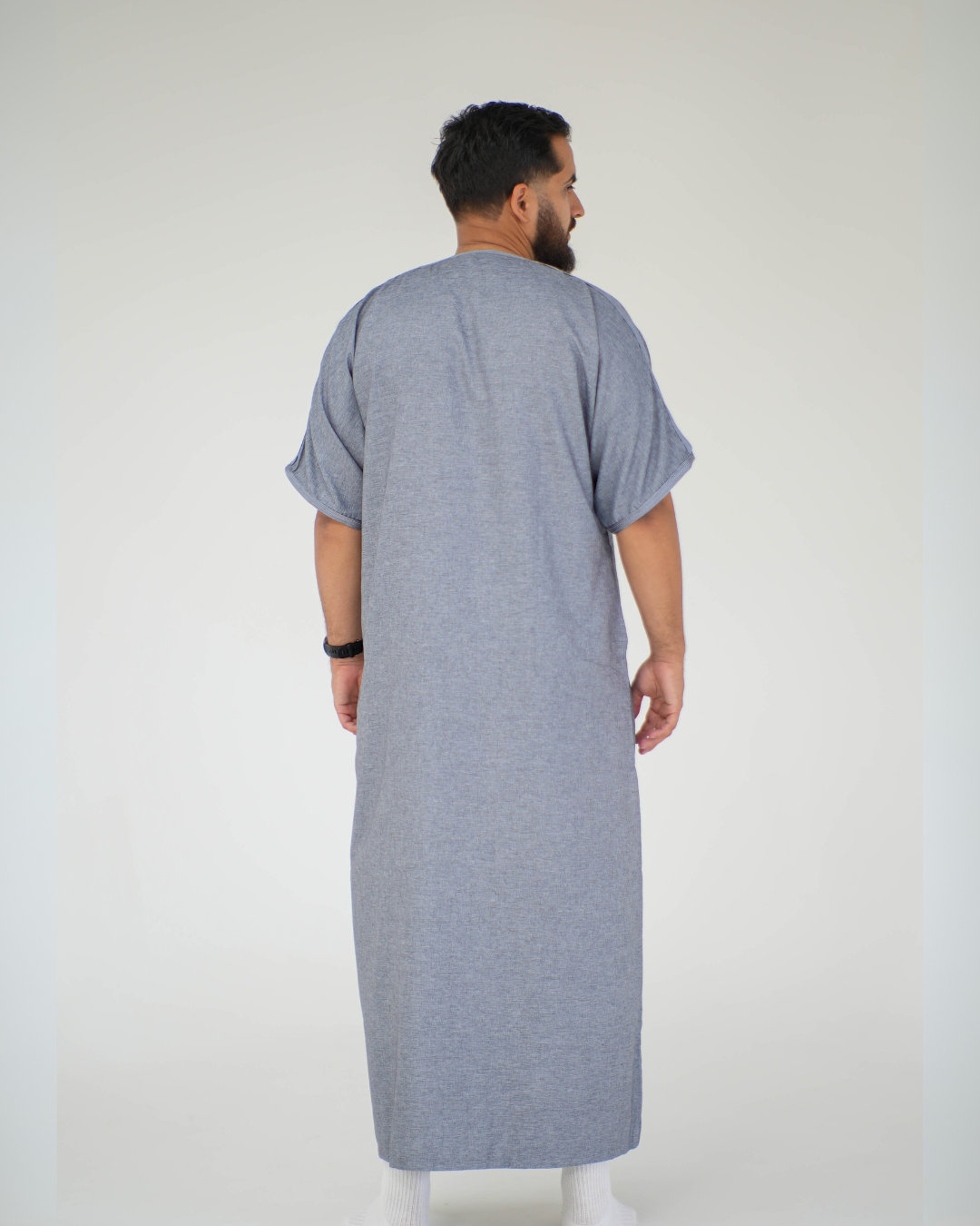 Premium Moroccan Short Sleeve Thobe | Grey