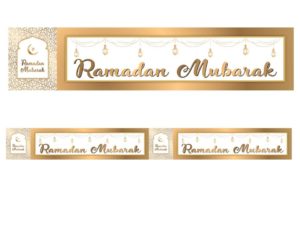 Elegant Ramadan Mubarak Double Banner | White & Gold