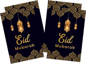 4 pack of Eid Mubarak Cards | Black & Gold