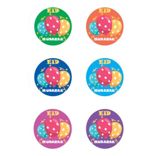 Eid Mubarak Balloons Badges | Pack of 6
