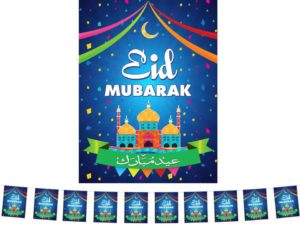 Eid Mubarak Confetti Flags | Blue pack of 10