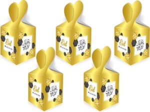 5 pack of Eid Mubarak Flower Gift Boxes | Gold