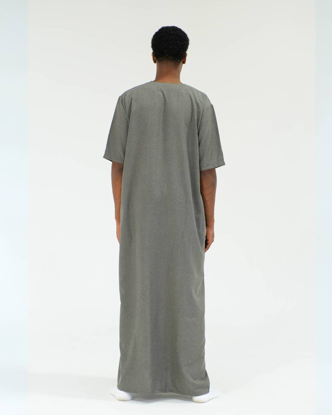 Linen Short Sleeve Thobe | Grey