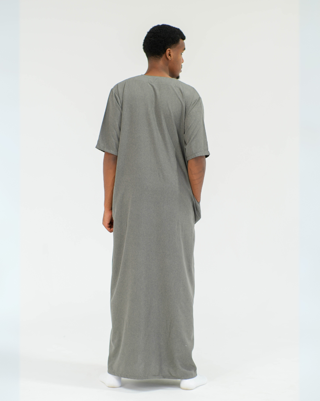 Linen Short Sleeve Thobe | Grey