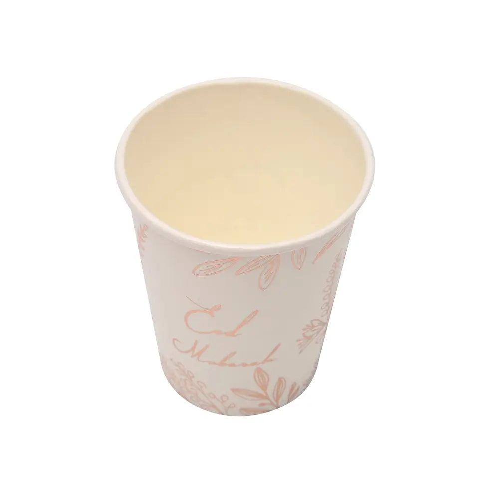 10 pack of Eid Mubarak Paper Cup | Rose Gold Leaf