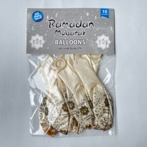 Ramadan Mubarak Balloons | White with Gold