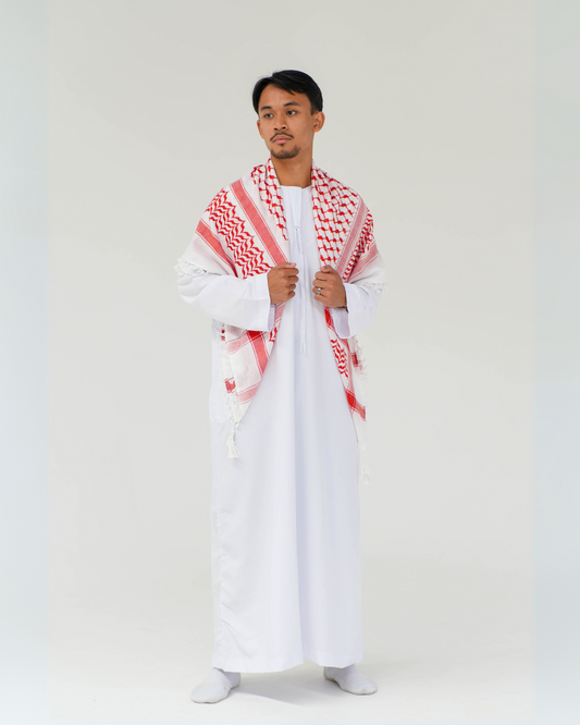 Keffiyeh w/tassels | Red & White