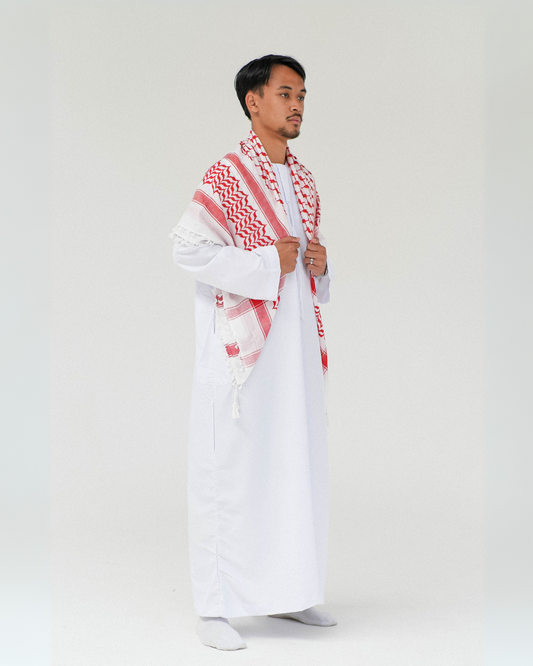 Keffiyeh w/tassels | Red & White
