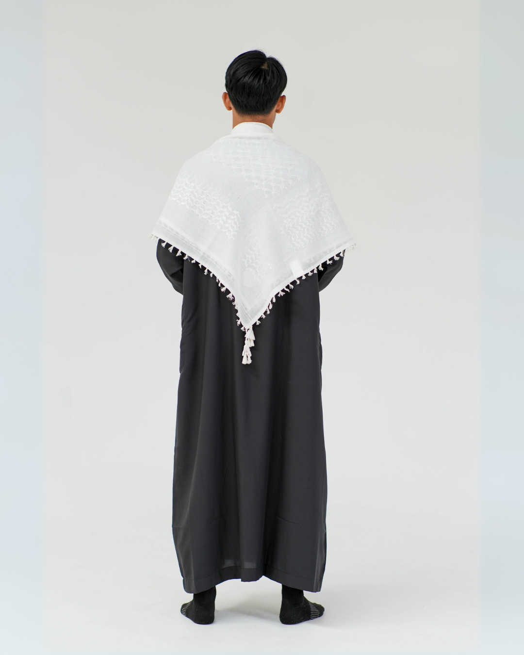 Keffiyeh w/tassels | White & White